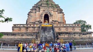 Tham quan chùa Chedi Luang có tháp cao 82m, xây dựng 1391 tại Chaingmai, Thái Lan